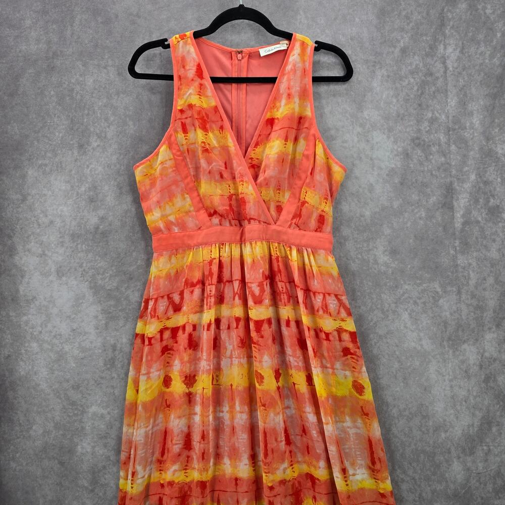 Calvin Klein Orange Sleeveless Maxi Long‎ Slit Dress Extra Small XS